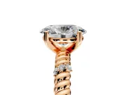 Rope Engagement Ring Setting for Oval Center with Accent Shoulders and Prong Head in Rose Gold