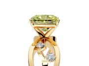 Solitaire Engagement Ring Setting for Fancy Yellow Radiant Cut Center with Criss-Cross Accent Band and Prong Head in Yellow Gold