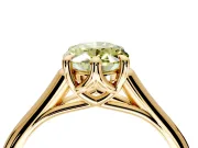 Solitaire Engagement Ring Setting for Fancy Yellow Oval Center with Cathedral Band and Prong Head in Yellow Gold
