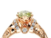 Solitaire Engagement Ring Setting for Fancy Yellow Marquise Center with Filigree Accent Basket and Prong Head in Rose Gold