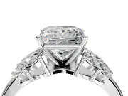Leaf Cluster Engagement Ring Setting for Princess Cut Center with Marquise Accents and Prong Head in Platinum