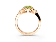 Cluster Engagement Ring Setting for Fancy Yellow Round Cut Center with Milgrain Shoulder Clusters and Prong Head in Rose Gold