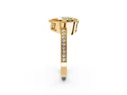 Halo Engagement Ring Setting for Fancy Yellow Heart-Shaped Center with Milgrain Halo, Pave Band and Prong Head in Yellow Gold