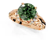 Solitaire Engagement Ring Setting for Fancy Green Round Cut Center with Filigree Accent Basket and Prong Head in Rose Gold