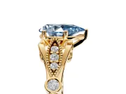 Solitaire Engagement Ring Setting for Fancy Blue Pear-Shaped Center with Marquise and Bezel Accents and Prong Head in Yellow Gold