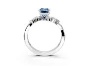 Solitaire Engagement Ring Setting for Fancy Blue Emerald Cut Center with Marquise Accent Twist Band and Prong Head in Platinum
