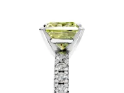 Solitaire Engagement Ring Setting for Fancy Yellow Princess Cut Center with Large Accents and Prong Head in White Gold