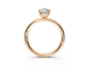 Hidden Halo Engagement Ring Setting for Pear-Shaped Center with Thin Rounded Band and Prong Head in Rose Gold