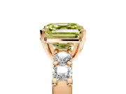 5 Stone Engagement Ring Setting for Fancy Yellow Asscher Cut Center with Plain Band and Prong Head in Rose Gold