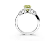 Leaf Cluster Engagement Ring Setting for Fancy Yellow Radiant Cut Center with Marquise Accents and Prong Head in Platinum