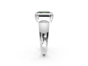 Solitaire Engagement Ring Setting for Fancy Green Asscher Cut Center with Wide Band and Bezel Head in White Gold