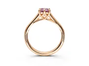 Solitaire Engagement Ring Setting for Fancy Pink Emerald Cut Center with Cathedral Band and Prong Head in Rose Gold