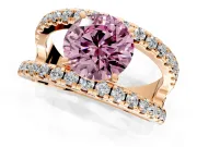 Solitaire Engagement Ring Setting for Fancy Pink Round Cut Center with Wide-Open Split Shank and Prong Head in Rose Gold