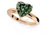 Solitaire Engagement Ring Setting for Fancy Green Heart-Shaped Center with Basket Rail and Prong Head in Rose Gold
