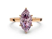 Solitaire Engagement Ring Setting for Fancy Pink Marquise Center with Basket Rail and Prong Head in Rose Gold