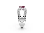 Solitaire Engagement Ring Setting for Fancy Pink Round Cut Center with Wide-Open Split Shank and Prong Head in Sterling Silver