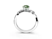 Solitaire Engagement Ring Setting for Fancy Green Pear-Shaped Center with Marquise Accent Twist Band and Prong Head in Sterling Silver