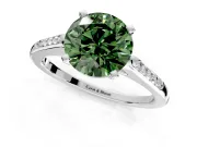 Solitaire Engagement Ring Setting for Fancy Green Round Cut Center with Channel Accents and Prong Head in Platinum