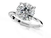 Minimalist Solitaire Engagement Ring Setting for Round Cut Center with Thin Band and Prong Head in Sterling Silver