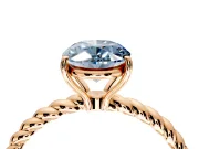 Solitaire Engagement Ring Setting for Fancy Blue Oval Center with 2-Strand Rope Twist Band and Prong Head in Rose Gold