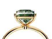 Solitaire Engagement Ring Setting for Fancy Green Princess Cut Center with Straight Thin Band and Prong Head in Yellow Gold