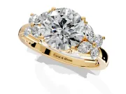Floral Engagement Ring Setting for Round Cut Center with Marquise Cluster Shoulders and Prong Head in Yellow Gold