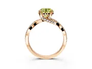 Solitaire Engagement Ring Setting for Fancy Yellow Round Cut Center with Narrow Twist Pave Band and Prong Head in Rose Gold