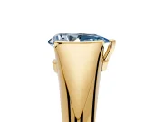 Tension Engagement Ring Setting for Fancy Blue Pear-Shaped Center with Wide Tapered Band and Tension Head in Yellow Gold