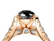 Solitaire Engagement Ring Setting for Fancy Black Oval Center with Pave Cathedral Shoulders and Prong Head in Rose Gold