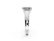 Solitaire Engagement Ring Setting for Emerald Cut Center with Wide Band, Pave Collar and Prong Head in Sterling Silver