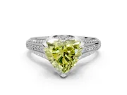 Solitaire Engagement Ring Setting for Fancy Yellow Heart-Shaped Center with Accented Split Shank and Prong Head in Sterling Silver