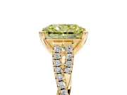 Solitaire Engagement Ring Setting for Fancy Yellow Radiant Cut Center with Twisted Pave Split Shank and Prong Head in Yellow Gold