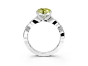 Solitaire Engagement Ring Setting for Fancy Yellow Heart-Shaped Center with Carved Leaf Shoulders and Prong Head in Platinum