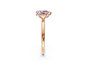 Solitaire Engagement Ring Setting for Fancy Pink Pear-Shaped Center with Plain Band, Open Basket and Prong Head in Rose Gold