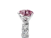 Shared-Prong Engagement Ring Setting for Fancy Pink Round Cut Center with Graduated Accents and Prong Head in White Gold