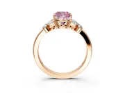 Solitaire Engagement Ring Setting for Fancy Pink Cushion Cut Center with Marquise Flower Shoulders and Prong Head in Rose Gold