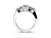 5 Stone Engagement Ring Setting for Emerald Cut Center with Equal Close-Set Accents and Prong Head in White Gold