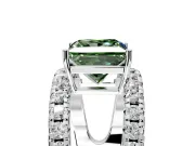 Solitaire Engagement Ring Setting for Fancy Green Princess Cut Center with Wide-Open Split Shank and Prong Head in White Gold