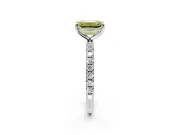 Solitaire Engagement Ring Setting for Fancy Yellow Emerald Cut Center with Micro Pave Band and Prong Head in White Gold