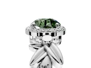 Halo Engagement Ring Setting for Fancy Green Round Cut Center with Floral Band and Prong Head in Platinum