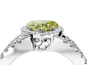 Halo Engagement Ring Setting for Fancy Yellow Heart-Shaped Center with Wide-Open Pave Split Shank and Prong Head in Sterling Silver