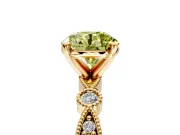 Solitaire Engagement Ring Setting for Fancy Yellow Round Cut Center with Milgrain Bezel Accents and Prong Head in Yellow Gold