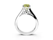 Solitaire Engagement Ring Setting for Fancy Yellow Cushion Cut Center with Channel Band and Double Claw Prong Head in Platinum