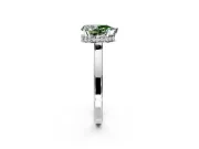 Hidden Halo Engagement Ring Setting for Fancy Green Pear-Shaped Center with Wide Flat Plain Band and Prong Head in Platinum