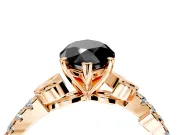 Leaf Motif Engagement Ring Setting for Fancy Black Marquise Center with Pave Band and Prong Head in Rose Gold