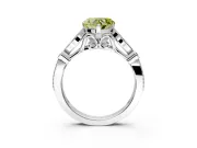 Solitaire Engagement Ring Setting for Fancy Yellow Heart-Shaped Center with Marquise and Bezel Accents and Prong Head in Sterling Silver