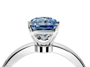 Solitaire Engagement Ring Setting for Fancy Blue Radiant Cut Center with Plain Band and Tulip Prong Head in Sterling Silver