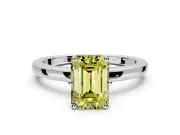 Solitaire Engagement Ring Setting for Fancy Yellow Emerald Cut Center with Plain Band and Tulip Prong Head in Sterling Silver