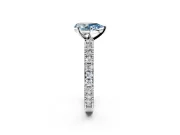 Solitaire Engagement Ring Setting for Fancy Blue Pear-Shaped Center with Milgrain-Edged Pave Band and Prong Head in White Gold
