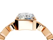 Milgrain Bezel Engagement Ring Setting for Radiant Cut Center with Marquise Stations and Bezel Head in Rose Gold